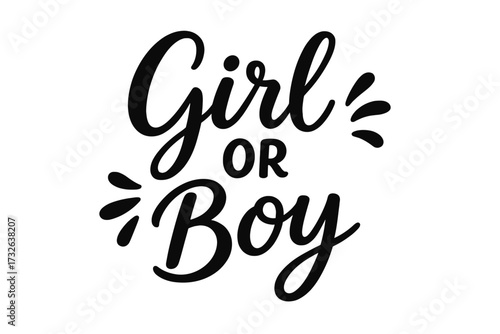 Girl or Boy hand drawn lettering for gender reveal party. Calligraphy vector quote for baby shower invitation. He or she question concept. Pregnancy announcement design.