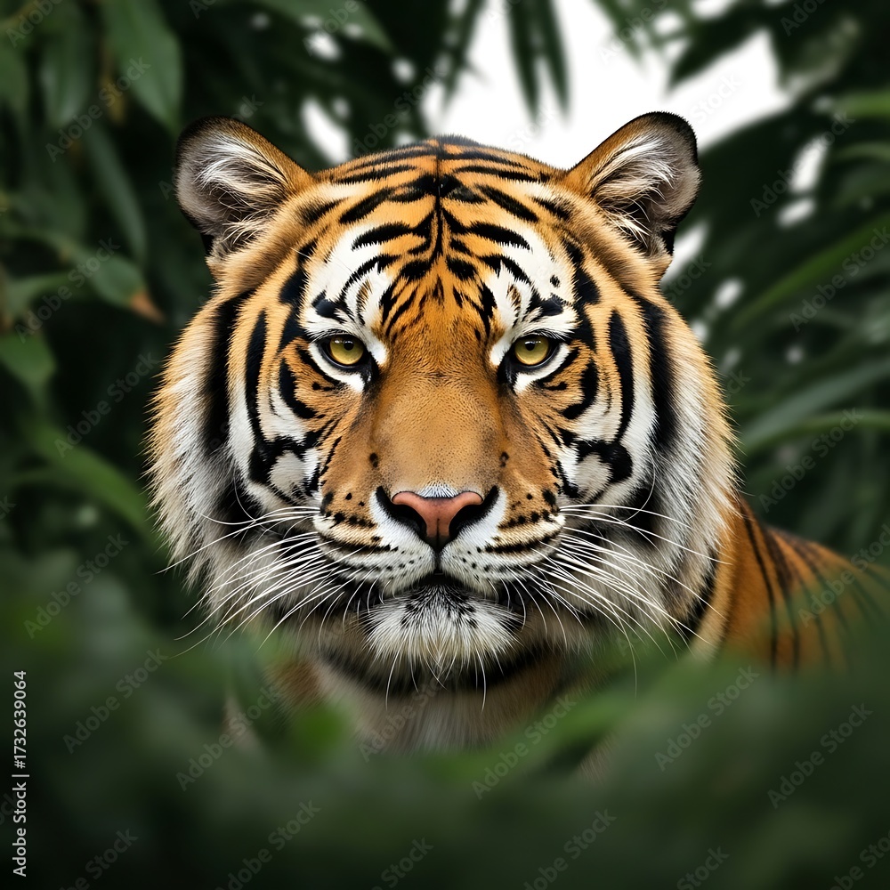 Naklejka premium Tiger in the zoo and the wild with stripes and fur