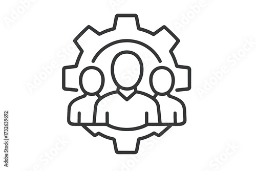 Team icon vector design representing teamwork and collaboration with group of people and business followers in thin outline style for social media and web graphic illustration