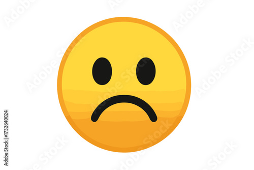 Upset sad emoticon face vector, emoji smiley icon illustration, unhappy expression symbol, negative emotion, yellow round face, transparent background, digital vector art