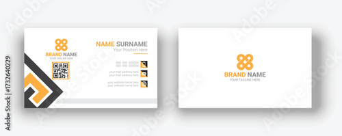 Double-sided modern red and black business card illustration. Simple business card, modern design template.Stationery, print design.Creative and clean visiting card.