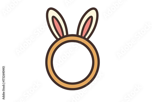 Easter rabbit ears headband vector illustration. Cute bunny ears for a holiday costume party. Flat icon of a funny hairband accessory for kids. Spring celebration cartoon design.