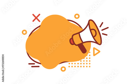 Did you know text space. Megaphone announcement banner with fluid trendy shape. Concept for interesting facts, knowledge, quiz game or trivia night. Vector illustration isolated.