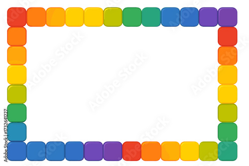 Rainbow pride month block frame background template. Rounded tiles seamless pattern for lgbt parade. Gay pride border. Vector flat illustration for social media post.