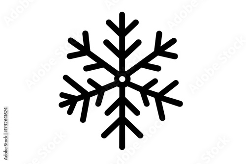 Snowflake icon simple linear style vector. Winter season symbol for Christmas or New Year design. Geometric frost crystal graphic. Cold weather freeze sign. Isolated illustration.