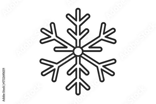 Snowflake icon vector. Winter snow flake linear symbol. Cold freeze climate sign. Christmas holiday decoration element. Frozen crystal outline pictogram for weather app.