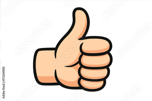 Thumb up hand gesture. Like icon for social media. Vector symbol for approval, success, and positive feedback. Good job and agreement sign. Cartoon illustration isolated element.