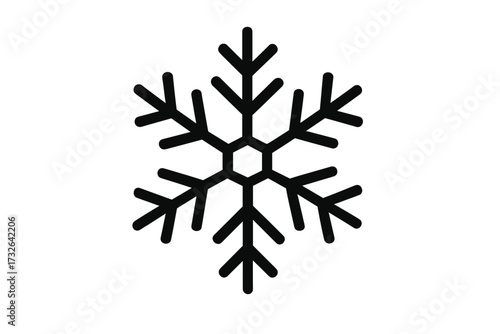 Snowflake icon vector illustration. Simple flat snow flake symbol. Winter season sign. Christmas holiday design element. Cold weather freeze crystal silhouette for logo or decor.