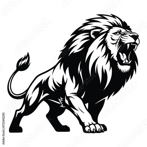 Powerful roaring lion silhouette majestic wild animal king of the jungle ferocious predator strength symbol silhouette
