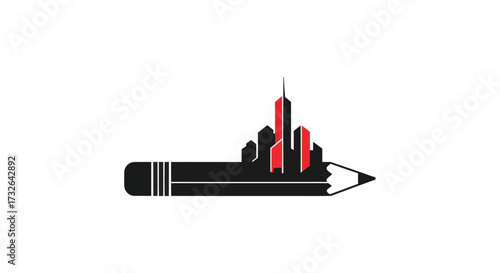 Pencil body forming cityscape
