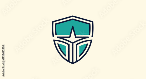 Graphic shield with star and stylized wing shapes inside