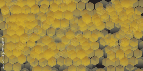 Close-up View of Honeycomb Cells with Golden Yellow Color and Texture.
