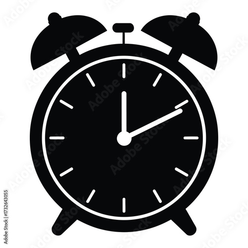 Classic alarm clock silhouette icon for time management and wake up reminders silhouette