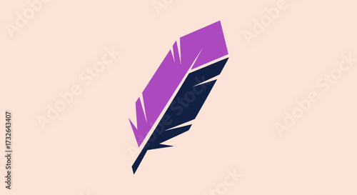 Stylized feather in purple and dark blue