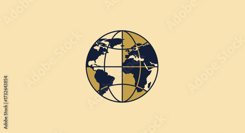 Two-toned globe outline on cream background