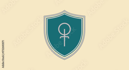 Teal shield with light emblem