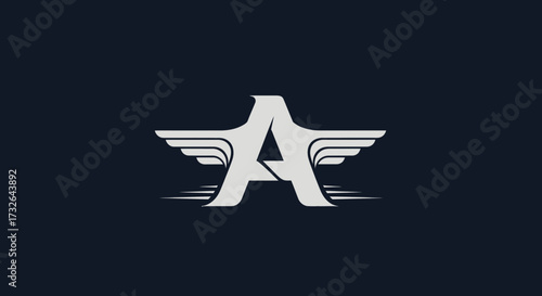 Letter "A" with wings graphic
