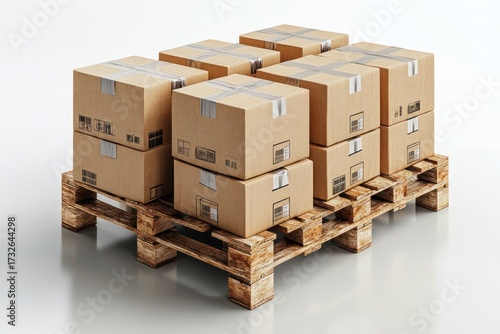 Wallpaper Mural Stack of cardboard boxes are on a wooden pallet in a warehouse, ready for distribution or shipment; isolated mockup Torontodigital.ca
