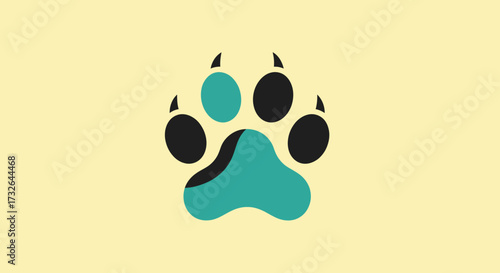 Teal & black paw print on cream