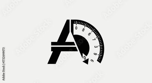 Black letter A integrated with a gauge shape on a white backdrop