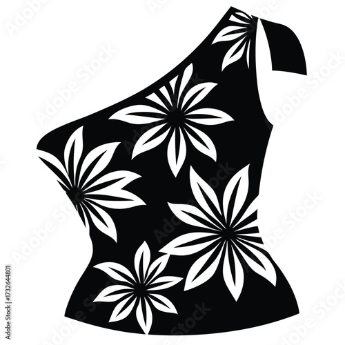 asymmetrical floral top with one shoulder cut
