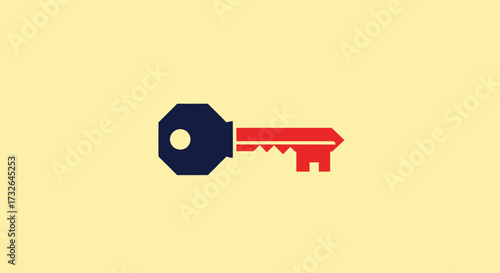 Two-tone key icon on tan