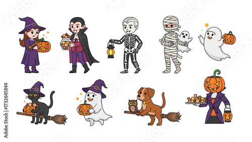 Halloween Character Collection: A delightful collection of charming Halloween characters, meticulously crafted with artistic detail. Capturing the essence of spooky season.