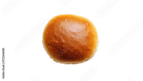 A perfectly baked. golden-brown bread roll placed on a clean. white background. its smooth surface and inviting texture. ideal for food photography or culinary presentations