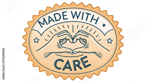 Hands Forming Heart Shape With Made With Care Text