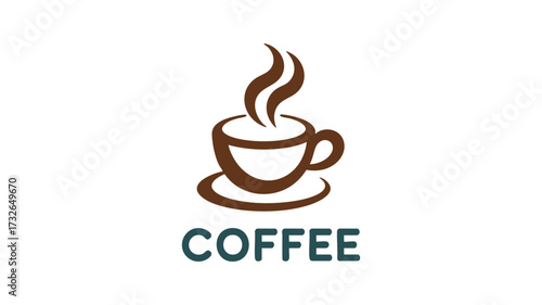 Simple coffee cup logo with steam and text ideal for cafes and beverage brands