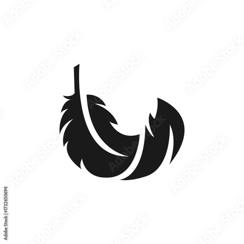 Minimalist feather icon symbolizing softness and gentle care for sensitive skin. Concept of delicacy, lightness, and protection. Perfect for cosmetics, dermatology, skincare, and organic product desig