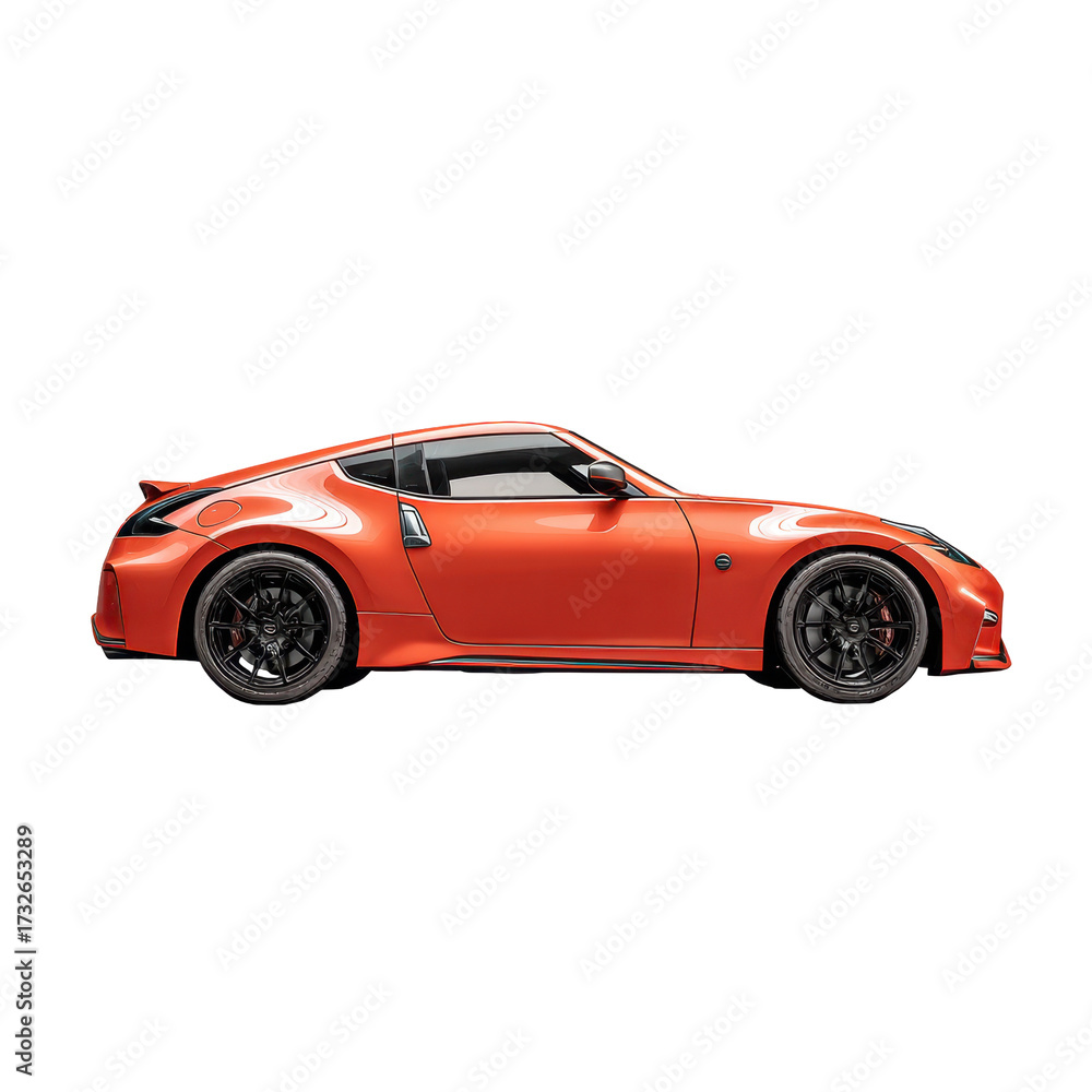 Obraz premium Sleek red sports car parked on a clean surface showcasing modern design and performance features