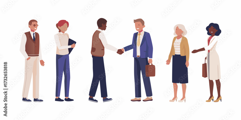 Fototapeta premium Diverse group of business professionals shaking hands and standing together in a meeting