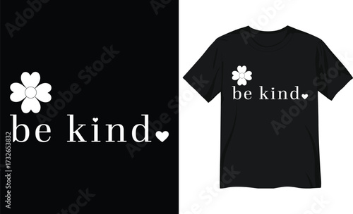 Minimalist Be Kind Text with Heart Petal Flower Vector