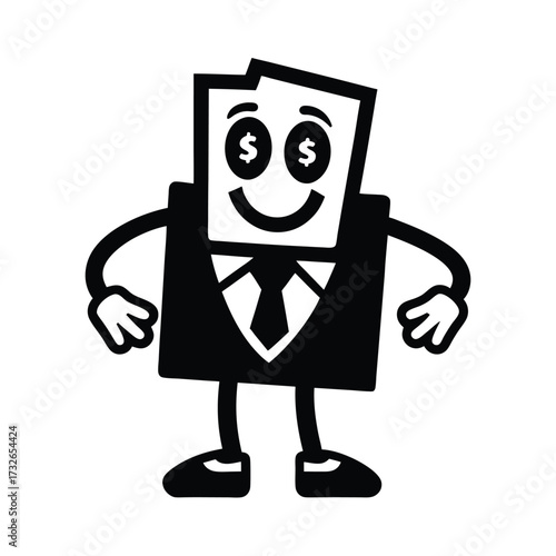 A cheerful dollar bill character mascot logo with a tie vector illustration
