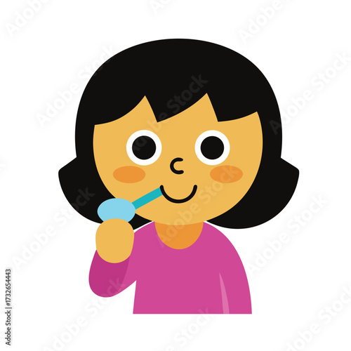 a girl morning brush vector art 