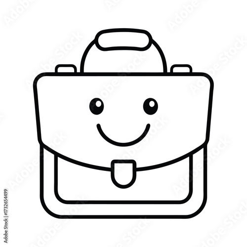A cute professional briefcase with a smiling face mascot vector illustration