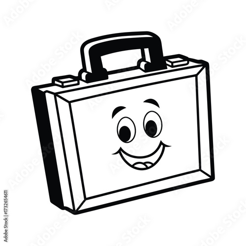 A simple illustration of a professional briefcase with a smiling face mascot vector illustration