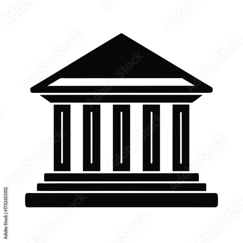 A banking building vector icon with columns in a minimal style vector illustration