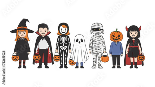Halloween Costume Parade: A vibrant collection of diverse individuals showcase the iconic outfits, each embodying the playful spirit of the spooky celebration with artistry and imagination.