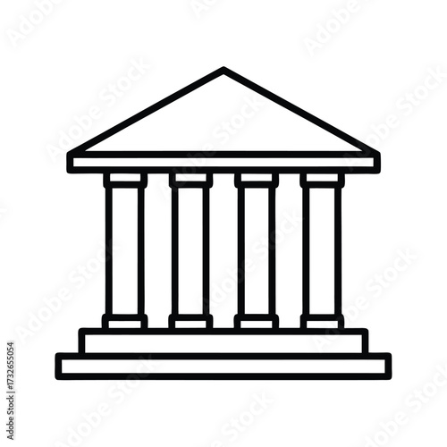 A classic banking building vector icon with columns in a minimal style vector illustration