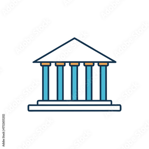 A simple illustration of a banking building vector icon with columns vector illustration