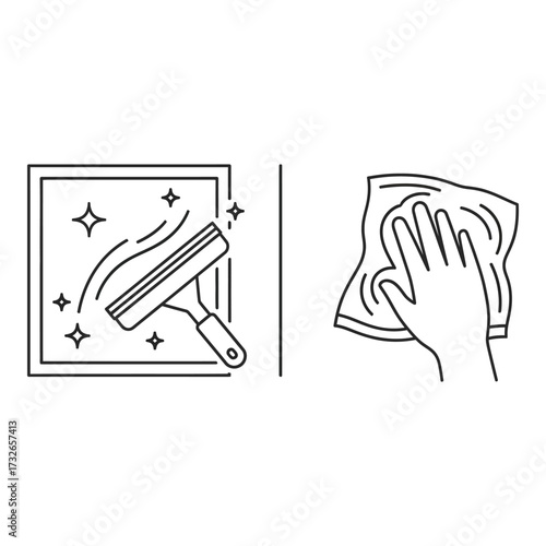 Vector art of cleaning and wiping tools icon set