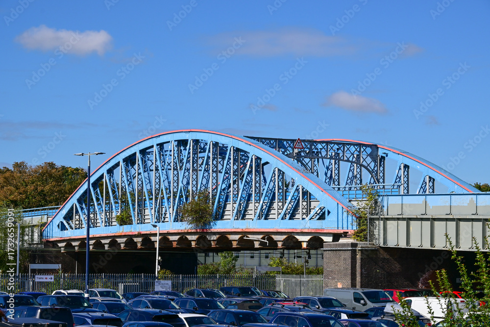 Fototapeta premium Crescent Bridge Taking Road over Railway at Peterborough