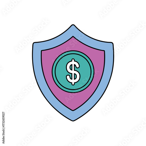 A modern money laundering prevention shield icon on a white background vector illustration