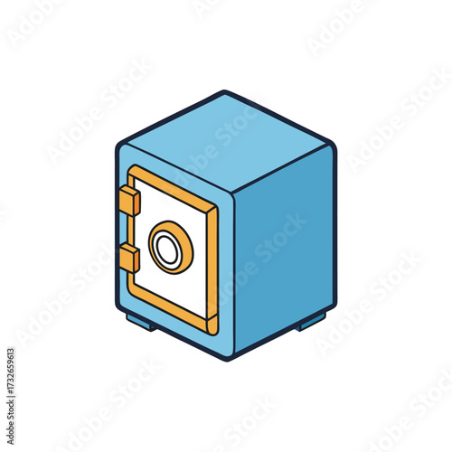 A safe deposit box icon in a 3D flat vector style on a white background vector illustration