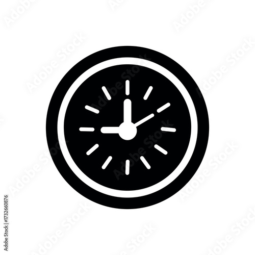 Simple black and white clock icon