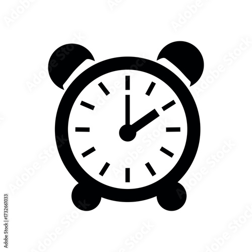 Classic alarm clock icon black and white