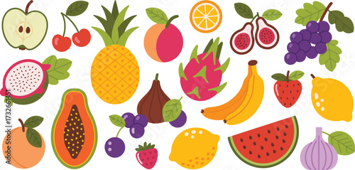 Vibrant assortment of tropical fruits including pineapple, dragon fruit, watermelon, and papaya, perfect for summer recipes and healthy eating promotions