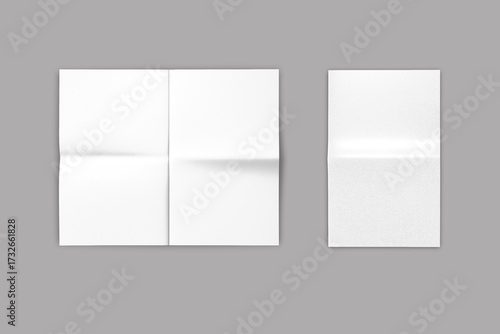 Empty, blank, white newspaper Mock up, front page on isolated background. Folded newspaper mockup. 3d rendering.